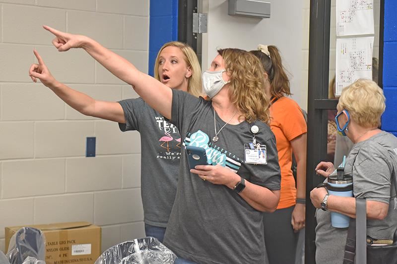 Fiest Elementary School teachers tour the newly renovated campus.